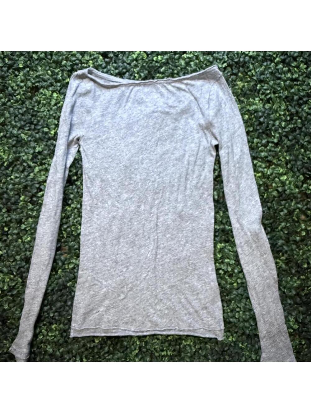 Free People We The Free Gray Boat Neck Long Sleeve Top S
